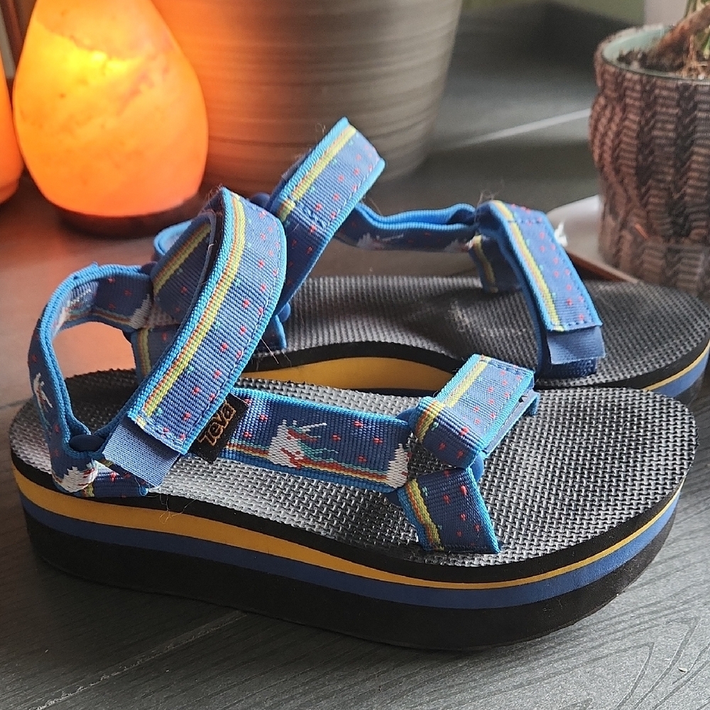Teva Multicolor Platform Sandals With Unicorns